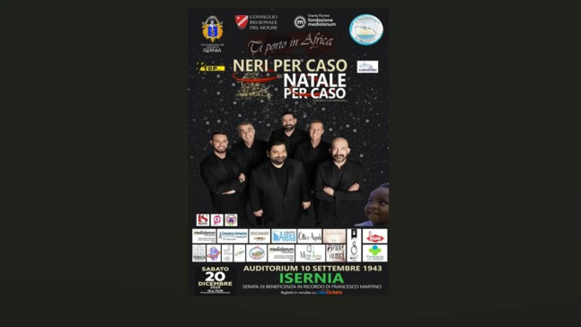 A Isernia la serata benefica ‘Ti Porto in Africa’ con i Neri per Caso